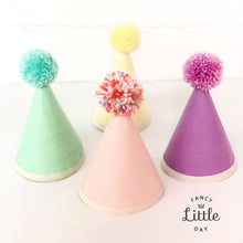Load image into Gallery viewer, Pastel party hat: CHOICE OF COLOR AND POMPOM
