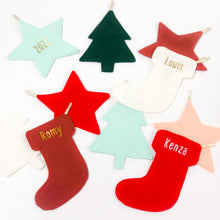 Load image into Gallery viewer, Christmas pendant lamp: made from our scraps. CHRISTMAS TREE, STARS or STOCKINGS. Customizable. Party items
